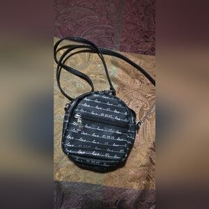 Claire's Black Crossbody Bag with Love Script